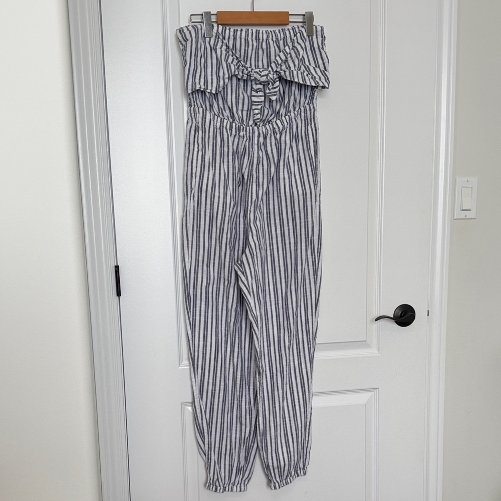 Aerie Navy and White Striped Jumpsuit
